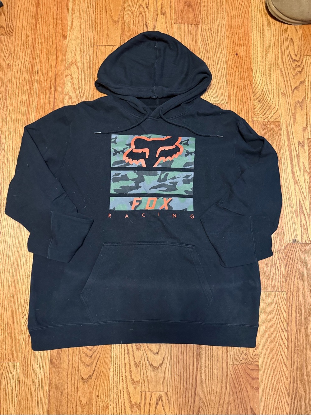 Fox Men's Black with Camo Logo Hoodie